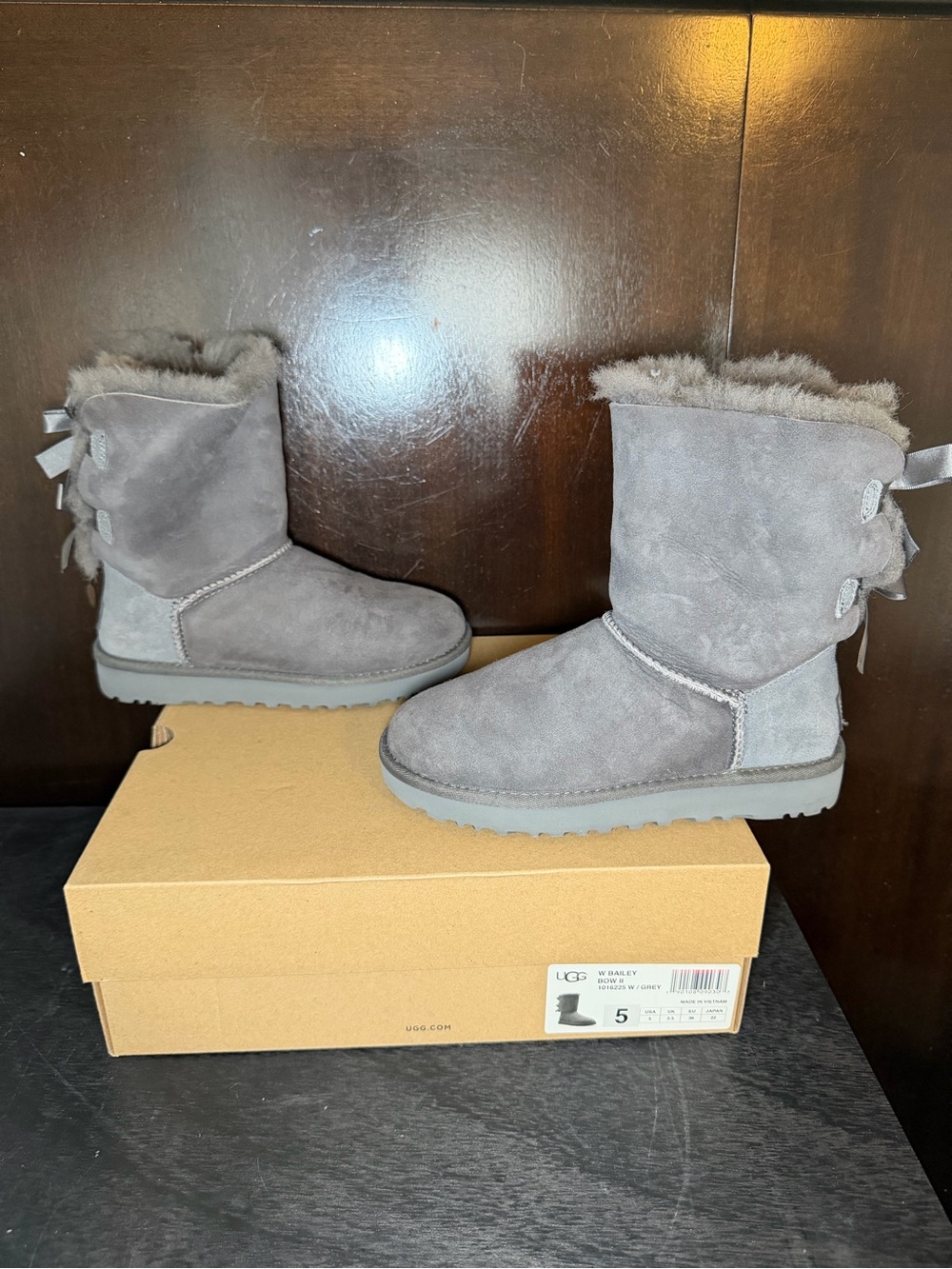UGG - Grey Bailey Bow II Boots - Picture 2 of 8